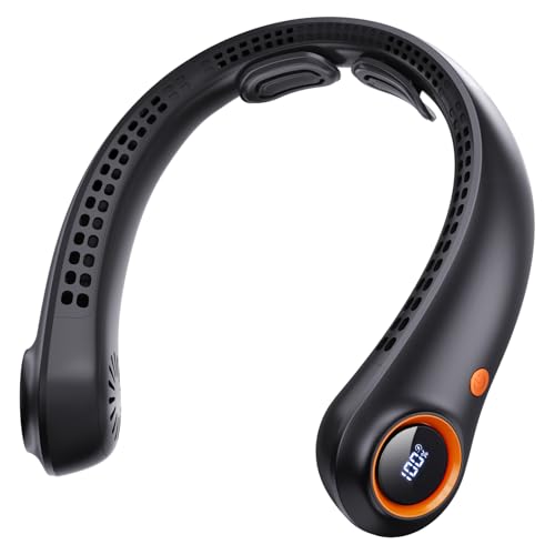 Portable Neck Fan, Neck Fans That Blow Cold Air, 5000mAh 5 Speeds Bladeless Wearable Personal Fan, USB Rechargeable Battery Operated Cooling Neck Fan, Quiet Hands Free Fan for Travel, Outdoo