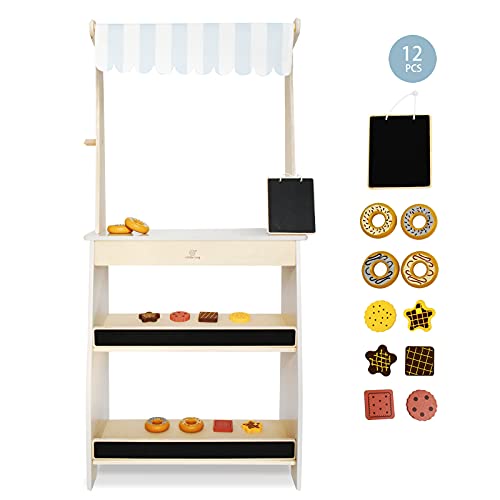Little Log Kaufladen Marktstand Kleiner, Lebensmittelgeschäft Spielset Marktstand, Kinderspielzeug aus Holz Marktstand… – Bild 3