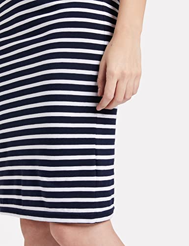 Image of Miss Chase Women's Comfortable Round Neck Sleeveless Striped Midi Bodycon Dress with Zipper
