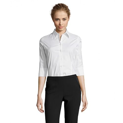 Sol’S Brighton - Chemise Femme à Manches 3/4 - Confortable avec Son Tissu en Stretch et Easycare - Bleu Foncé - XL