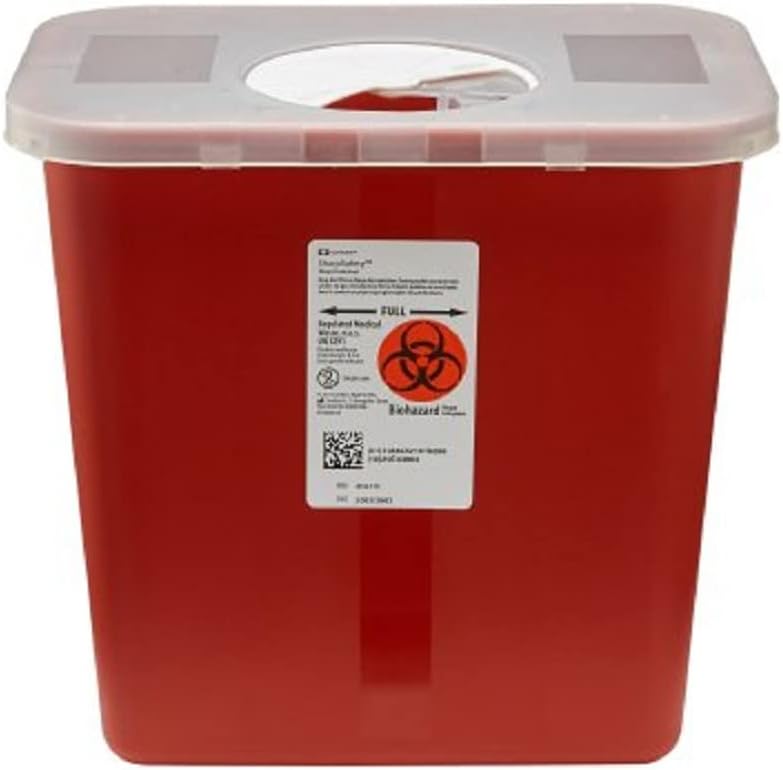 Multi-purpose Sharps Containers 2 Gallon 10"h X 7.25"d X 10.5"w Red Container W/ Rotor Lid - Model 8970 - Each