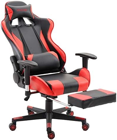 ViscoLogic SpeedX Ergonomic Gaming Chair for PC Video Recreation Laptop Chair Racing Chairs with Footrest (Pink & Black)