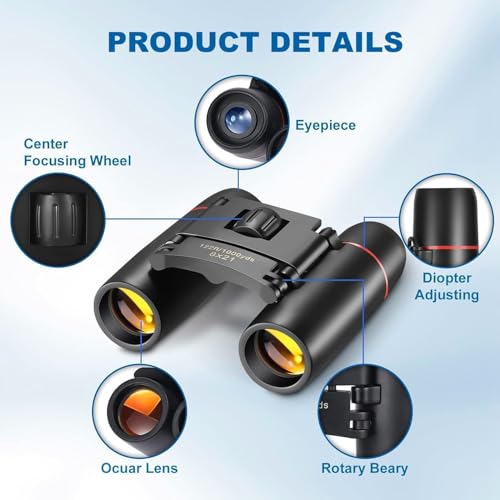 Portable Mini Binoculars,30x60 Zoom Wide View Angle Folding Binoculars Telescope with Low Light Night Vision for Outdoor,Bird Watching,Camping,Hiking,Traveling and Mountaineering - Image 3