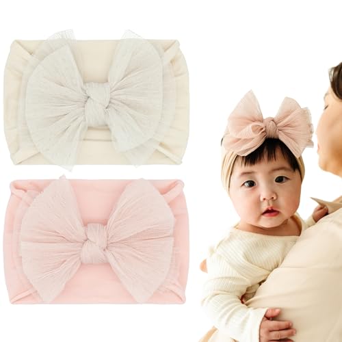 Image of Baby Bling 2PK TULLE FAB®: pleated rose quartz + oatmeal