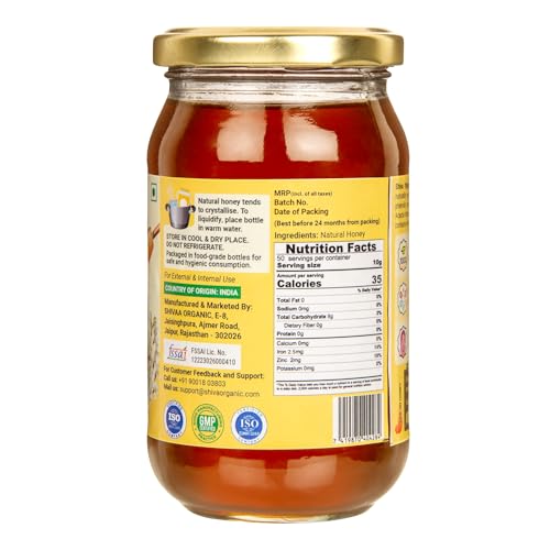 Image of Shiva Organic Raw Acacia Honey 1kg | 100% Pure NMR Tested | Raw and Unprocessed