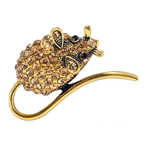 FWQW Sterling Silver Mouse Brooch Rhinestone Mouse Brooch Cartoon Animal Corsage Jewellery Cover