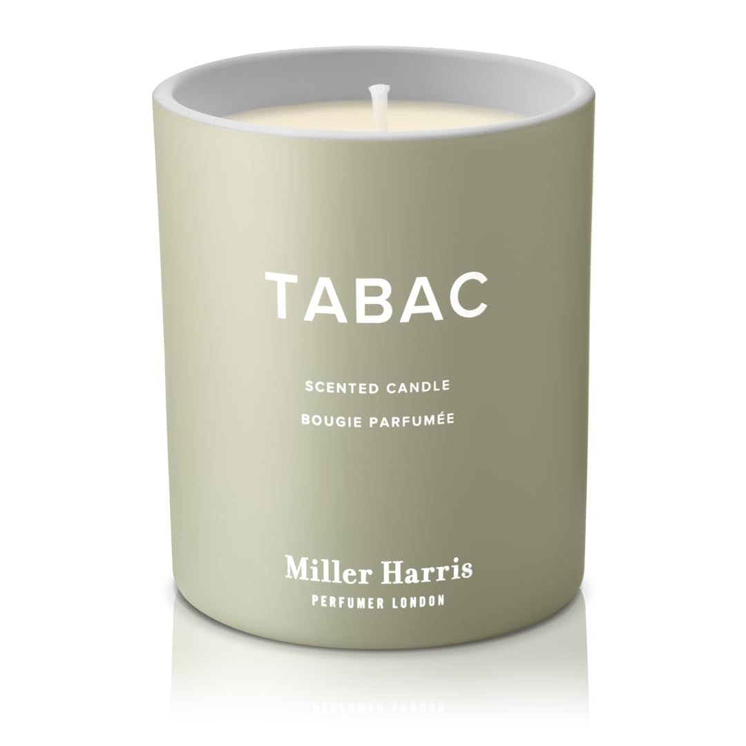 Miller Harris Grey Tabac Scented Candle 220G – Natural Wax Luxury Candle | Warm & Smoky Tobacco Leaf Fragrance