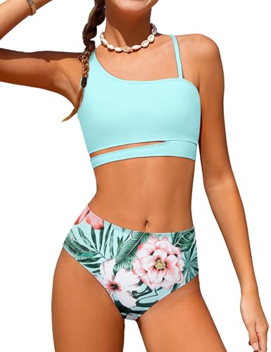 Image of Queenstyle Girls Swimsuits Bikini Set Kids Cutout Bathing Suit Bikini Top Two Piece Girls' Swimwear