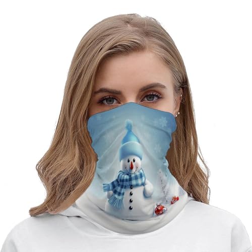 Summer Neck Gaiter Non Slip Face Cover Scarf Uv Sun Cute Snowman Printed Multi Headwear Magic For Men Women4