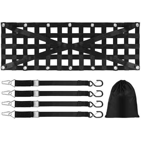 Heavy Duty Truck Bed Cargo Net, Flymer Tailgate Net for Pickup Truck Bed, Truck Bed Netting for Groceries with 4 Adjustable Buckle Straps Cover