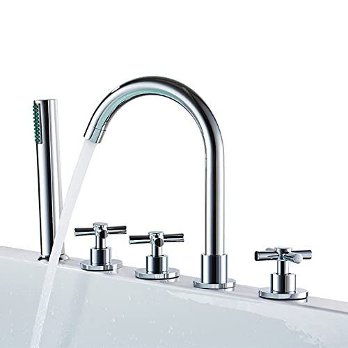 Robinet de baignoire avec mélangeur eau chaude et froide et douche filet LWX