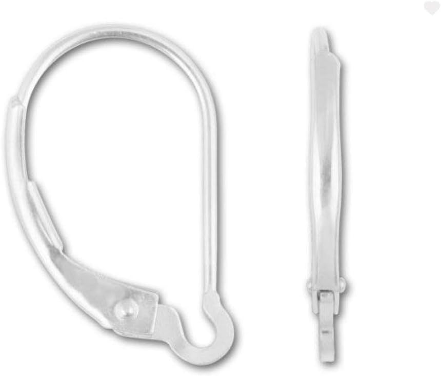 50pcs Adabele Hypoallergenic Tarnish Resistant Interchangeable Earring Hooks Leverback Earwire 17mm Long Sterling Silver Plated Brass BF260-1
