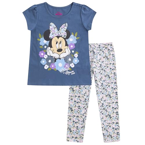 Image of Disney Minnie Mouse Girls Legging Pants and Short Sleeve T-Shirt 2 Piece Set for Little Kids