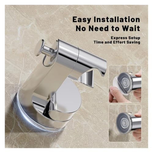 Support pomme de douche à aspiration ventouse rotatif 360 argenté