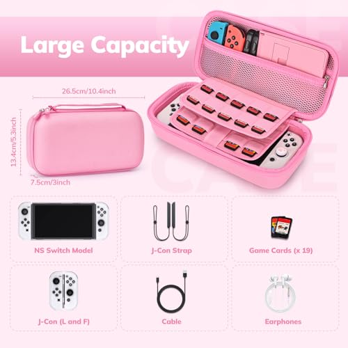 Image of Younik Switch OLED Accessories Bundle, 16 in 1 Accessories Kit Includes Switch OLED Carrying Case, Protective Case Cover for Console & J-Con, Screen Protector, Adjustable Stand, Switch Game Case