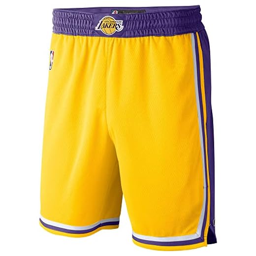 Nike Los Angeles Lakers NBA Boys Youth 8-20 Yellow Gold Icon Edition Swingman Shorts (Youth X-Large 18-20)