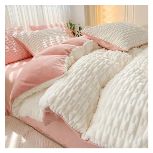 Parure de lit king size en peluche épaisse avec housse de couette chaude haut de gamme