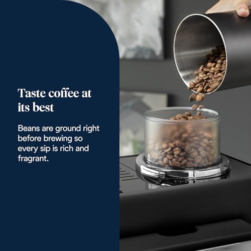 De’Longhi Rivelia - Perfetto Automatic Coffee Machine with LatteCrema Automatic Milk Frothing, 16 One-Touch Drinks, Colour Touch Display, Interchangeable Hoppers, Black (EXAM440.55.B)