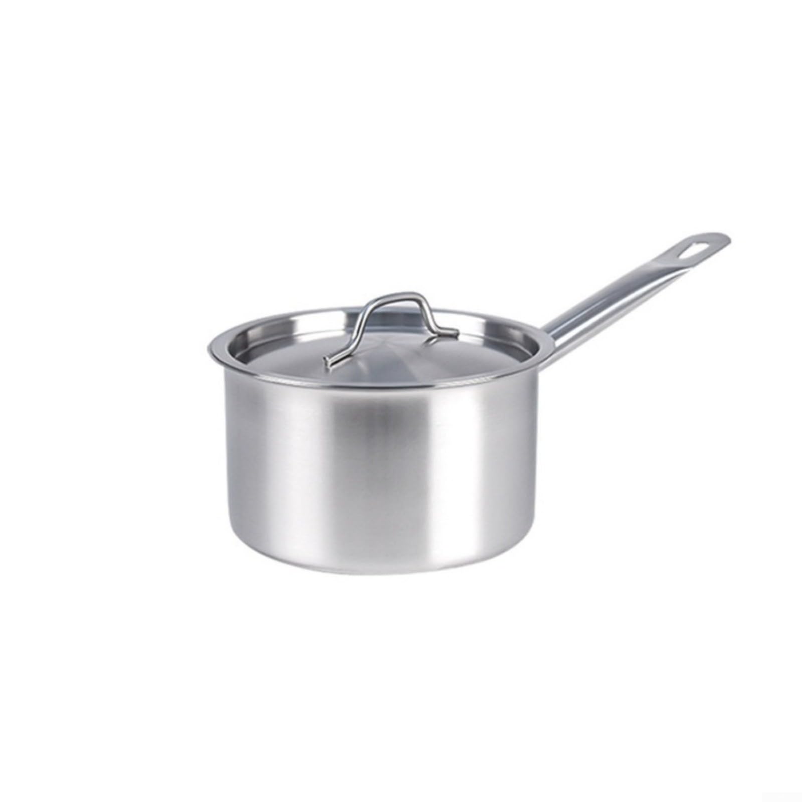 Pentola in acciaio inox con coperchio, pentola per latte da 20 cm, per fornelli a gas elettrici a induzione, manico resistente al calore, per friggere zuppe, tagliatelle, argento (20 cm)