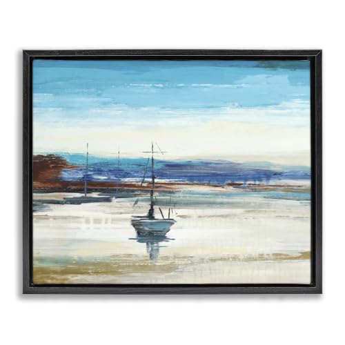 Abstract Boat Sea Reflection Coastal, 24 x 30 Inch Canvas in Floater Frame