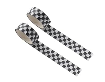 2 Pcs Black White Decorative Washi DIY Fade-Resistant Arts Black and White Washi Tape and Crafts Tape Arts Tape Compact Checkerboard Pattern Paper Tape and Crafts Tape ,Adhesives