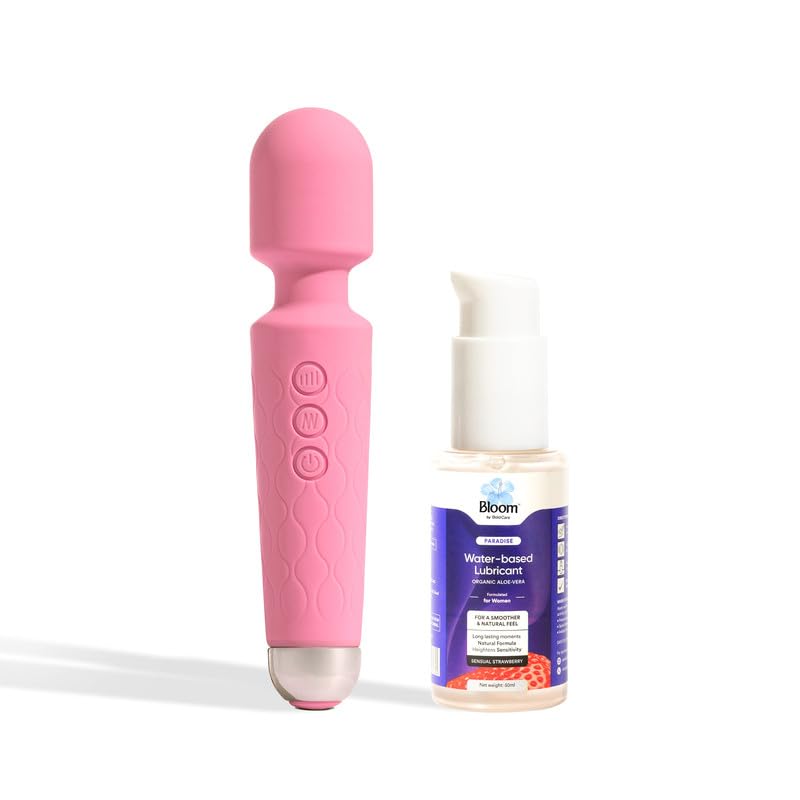 Image of Bloom Rhythmic Combo for Muscle Relaxation | 1 Wand Massager & 1 Water-Based Lubrication (50ml)