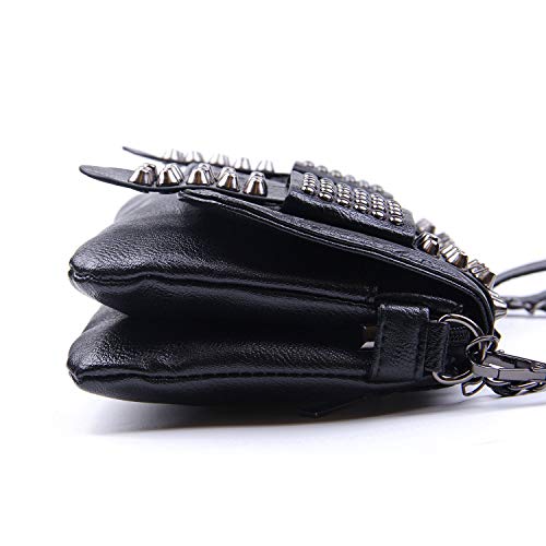 SUKUTU Womens Punk Skull Rivet Shoulder Bag PU Leather Goth Crossbody Bag with Chain Wallet Purse for Girls2