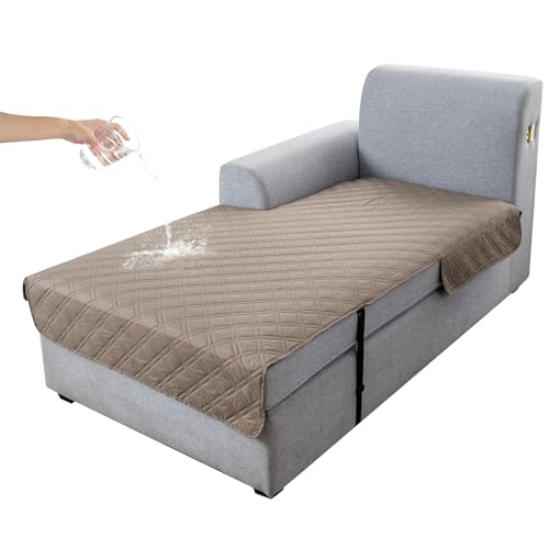 Image of Genina L Shape Couch Cover, Sectional Couch Chaise Covers, Waterproof Washable Sofa Covers for Left L Shape Chaise Lounge, Anti-Slip Sofa Slipcovers for Dogs Cats Pet Friendly(Taupe)