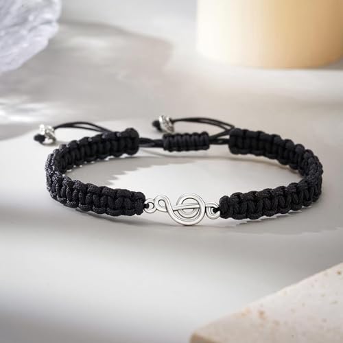 Pulsera musical para mujeres y hombres, negra, regalo profesor miniatura 2