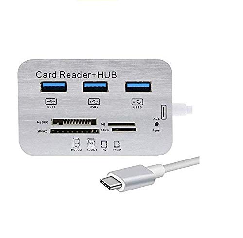 SmartTech Type C to USB 3.0 Combo Card Reader Hub 7 in 1 Port High Speed Data Transfer Multiport for PC Laptop 1 Year Warranty