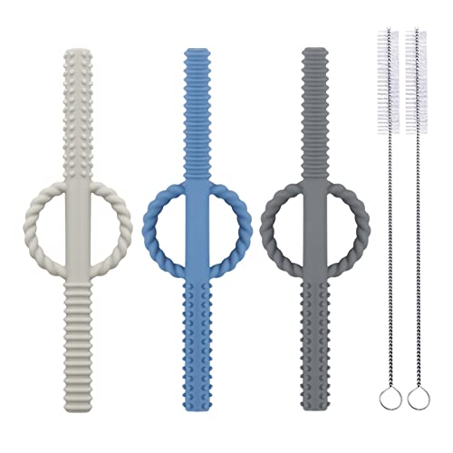 Image of YAPROMO Silicone Baby Teether Tubes for Infants with Nursing Biting Chewing - 3 Pack