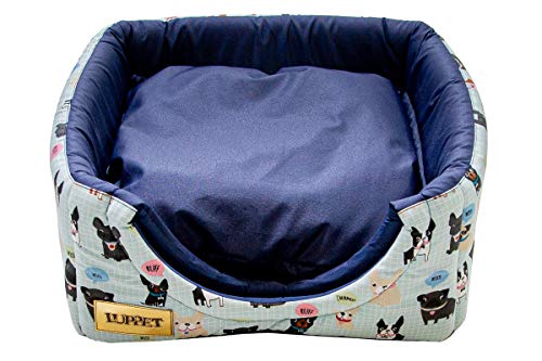 Toca e Cama Impermeável Luppet 2 em 1 com Almofada para Cachorro ou Gato de até 5Kg Azul Cachorro/Ro