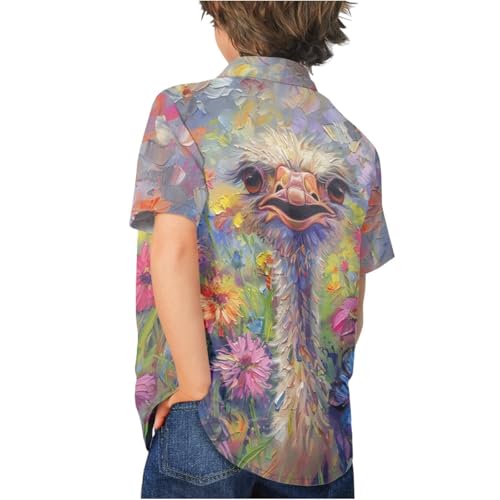 Image of PinUp Angel Funky Casual Hawaiian Shirt Kids Boys Girls Art Oil Painting Animal Pattern Short Sleeve Unisex Beach Shirt