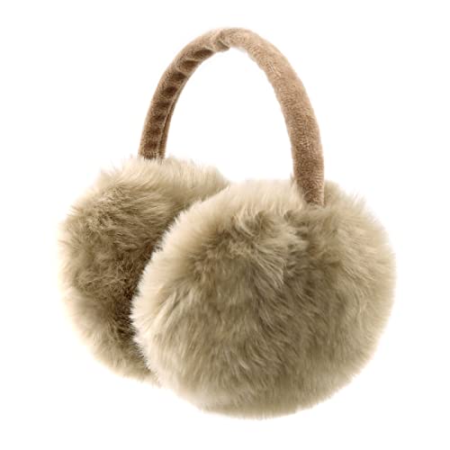 Fsteoe Winter Ear Muffs Women Warm Earmuffs Girls Ear Warmer Soft Plush Outdoor Plush Adjustable Ear Cover (Khaki) #TOP6