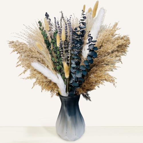 Décoration en Herbe de Pampa séchée, Décoration de Table et Fleurs séchées, Decoration de Table Boho, Eucalyptus Séchés Naturel, Vases de Salon, Mariage, Décoration d'intérieur Boho