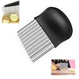 Mirhua 多機能 家庭用ステンレス製 波型 じゃが ナイフ オニオン クリンクルカッター ニンジン 家庭用 調理器具 刃が鋭い (ブラック)