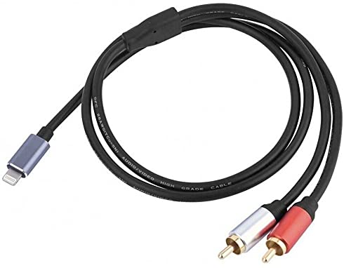 innov8 Dual 2 RCA to Lightings 8Pin IOS Adapter Stereo Audio Aux Cable Compatible with Phone 12 11 X XR XS 8 7 6 5 Pad Pod Hi-Fi Amplifier Speaker DJ Controller Turntable Car Stereo Soundbar