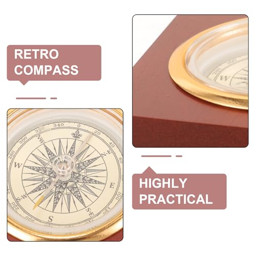 Brújula retro de madera para camping y senderismo miniatura 3