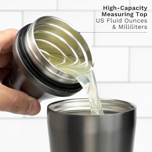 Elevated Craft Hybrid Cocktail Shaker - Premium Vacuum Insulated Stainless Steel Gunmetal Cocktail Shaker - Innovative Measuring System - Martini Shaker for the Home Bartender - 28oz Total Volume - Image 6