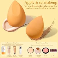 14 Pcs Makeup Sponge Set,Beauty Sponges Blender with 4 Pcs Powder Puff and 4 Pcs Mini Make up Sponges Birthday Gift,Mother's Day Gift for Women Liquid,Foundation,Powder,Concealer,Cream(Orange) — image 6
