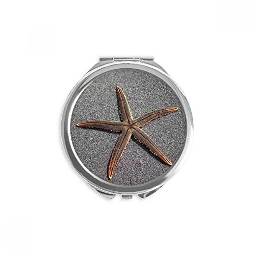 Miroir rond de maquillage motif starfish gris au fini haut de gamme