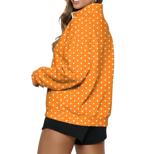 Gumipy Polka Dot Sweatshirt for Women 1/4 Zip Mock Neck Fall Sweatshirts - image 4
