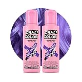 Crazy Color Vibrant Hot Purple Semi-Permanent Duo Hair Dye. Highly Pigmented Royal Purple Conditioning & Oil Nourishing Vegan Formula | No Bleach or Ammonia | 200ml