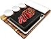 Steak Stone Cooking Set by La Mongoose. Premium Basalt Lava Rock For Hot and Cold Hibachi Grilling. Includes 3 White Ceramic Dipping Dish Bowls and 1 Plate Acacia Board Stainless Steel Tray Ideal Gift