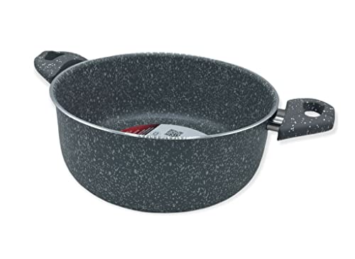 Zanetti - Pietra Rara, Casseruola Antiaderente in Alluminio Effetto Pietra, Maniglie Soft Touch, Diametro 20 cm, Made in Italy