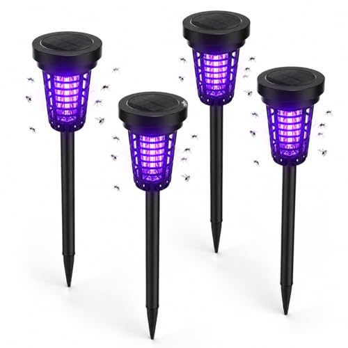 2026 Solar Bug Zapper Outdoor(4 Pack)Solar Mosquito Zapper Outdoor Mosquito Repellent Outdoor Mosquito Trap Used to Keep Gnat Small Flying Insect Away Solar Bug Zapper Outside for Yard Garden