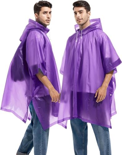 Image of Pivalo EVA Raincoat Poncho 70 GSM with Adjustable Hood Full Sleeves Knee Length Unisex Universal Size waterproof Reusable Outdoor Rainwear for Bike Riders Men and Women (Pack of 1, Purple)