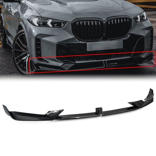 KARPAL Front Bumper Lip Spoiler Fits for 2024-2025 BMW X5 G05 M Sport LCI MP Style Gloss Black
