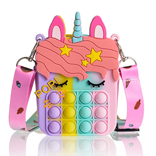 Pop Purse Shoulder Bag Fidget Toy, Popper Purse for Kids Girls Handbags, Simple Pop Purse Anxiety Sensory Fidget Toy, Pop Sensory Handbag School Supplies Halloween Birthday Party Fidgets Gifts (A)