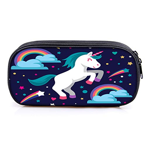 Preisvergleich Produktbild HanChang Federmäppchen mit Einhorn-Motiv, wasserdicht, großes Fassungsvermögen, Doppelreißverschluss, mit Fächern H01